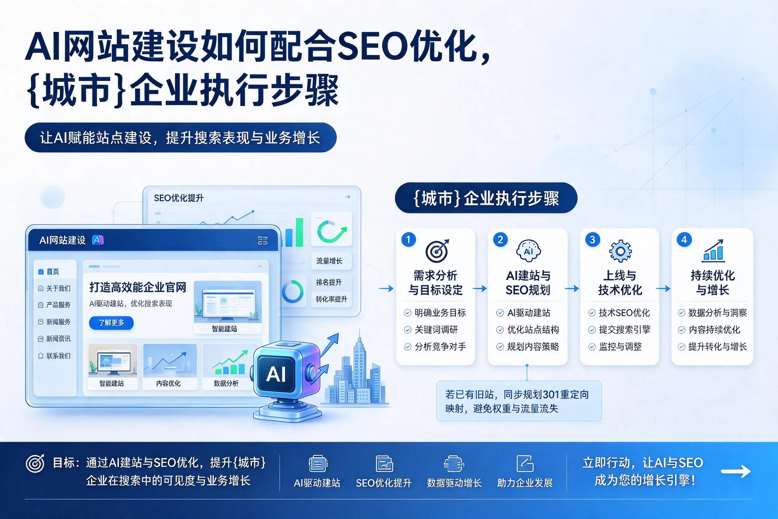 AI网站建设如何配合SEO优化，中卫企业执行步骤